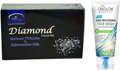 Pink Root DIAMOND FACIAL KIT 83GM WITH OXYGLOW SKIN WHITENING FACE WASH(Set of 2)