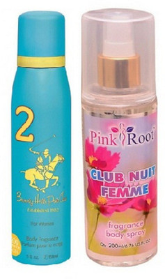 

Pink Root CLUB NUIT FEMME MIST 200ML WITH BHPC POLO WOMEN BLUE DEO 175ML(Set of 2)