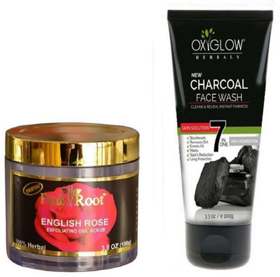 

Pink Root ENGLISH ROSE 100GM WITH OXYGLOW CHARCOAL FACE WASH(Set of 2)