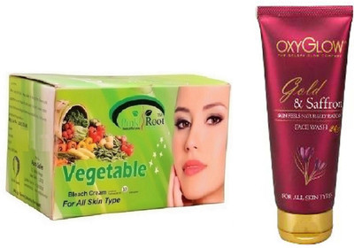 Pink Root VEGETABLE BLEACH 250G WITH OXYGLOW GOLD & SAFFRON FACE WASH(Set of 2)