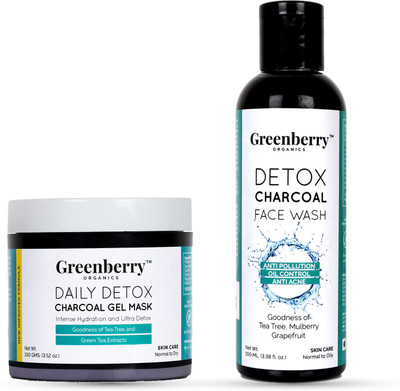 

Greenberry Organics Daily Detox Charcoal Gel Mask Combo with Charcoal Face Wash for Summers(Set of 2)