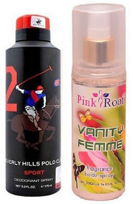 

Pink Root VANITY FEMME MIST 200ML WITH BHPC POLO BLACK DEO 175ML(Set of 2)