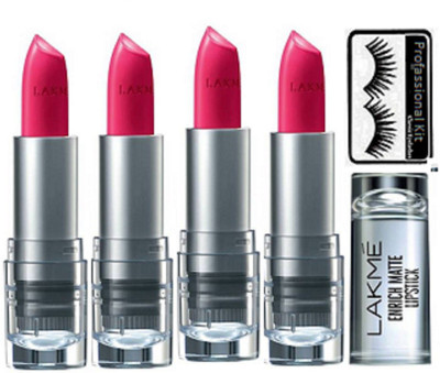 

Professional kit EyeLashes & Lakme Enrich Pink Lipstick(Set of 5)