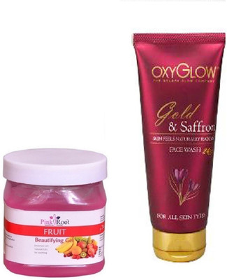 

Pink Root FRUIT GEL 500ML WITH OXYGLOW GOLD & SAFFRON FACE WASH(Set of 2)