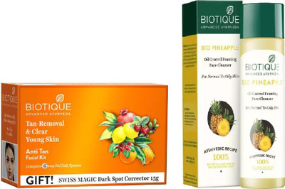 

BIOTIQUE BIO Bio New Anti Tan Facial Kit, Pineapple Oil Control Face Cleanser For Normal To Oil Skin(Set of 2)