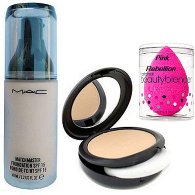 

Pink Rebellion Sponge Puff & Mac Matchmaster Foundation With Compact(Set of 3)