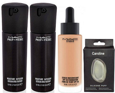 

caroline Silicon Puff, Moisture Infusion Face Serum Pack Of 2, Studio Waterweight Foundation(Set of 4)