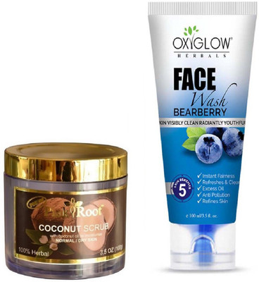 

Pink Root COCONUT SCRUB 100GM WITH OXYGLOW BEARBERRY FACE WASH(Set of 2)