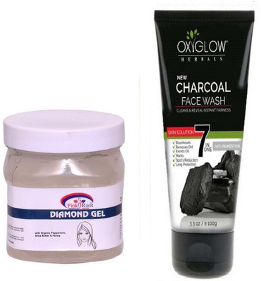 

Pink Root DIAMOND GEL 500ML WITH OXYGLOW CHARCOAL FACE WASH(Set of 2)