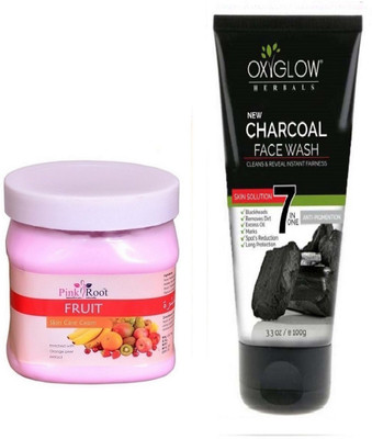 

Pink Root FRUIT CREAM 500ML WITH OXYGLOW CHARCOAL FACE WASH(Set of 2)
