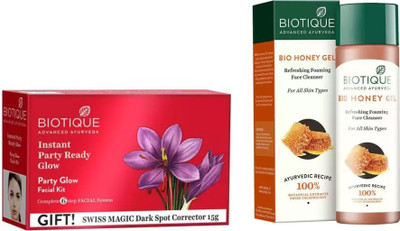 

BIOTIQUE BIO Party Glow Facial Kit, Bio Honey Gel Refreshing Foaming Face Cleanser For All Skin Types(Set of 2)