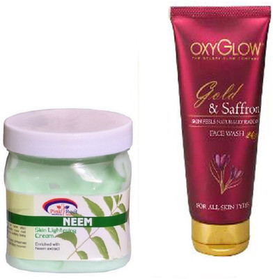 

Pink Root NEEM CREAM 500ML WITH OXYGLOW GOLD & SAFFRON FACE WASH(Set of 2)