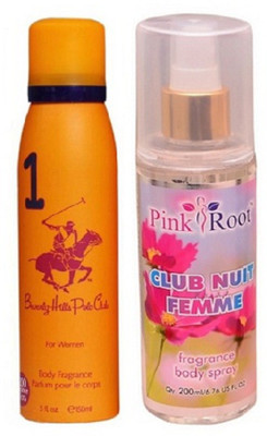 

Pink Root CLUB NUIT FEMME MIST 200ML WITH BHPC POLO ORANGE DEO 175ML(Set of 2)