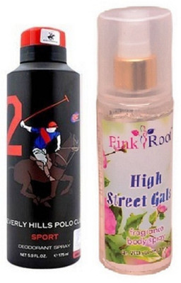 

Pink Root HIGH STREET GALS MIST 200ML WITH BHPC POLO BLACK DEO 175ML(Set of 2)