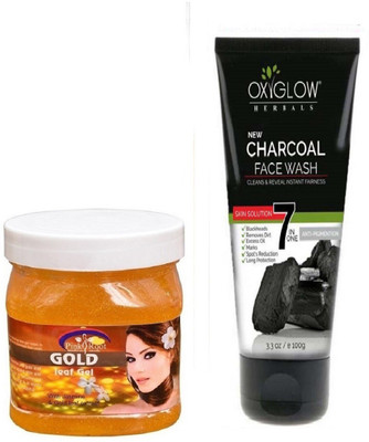 

Pink Root GOLD LEAF GEL 500ML WITH OXYGLOW CHARCOAL FACE WASH(Set of 2)