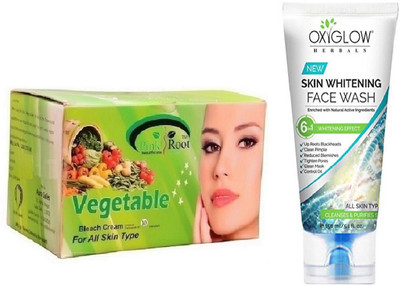 

Pink Root VEGETABLE BLEACH 250G WITH OXYGLOW SKIN WHITENING FACE WASH(Set of 2)