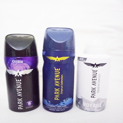 

Park Avenue STORM,COOL BLUE AND VOYAGE Deodorant Spray - For Men(410 ml, Pack of 3)