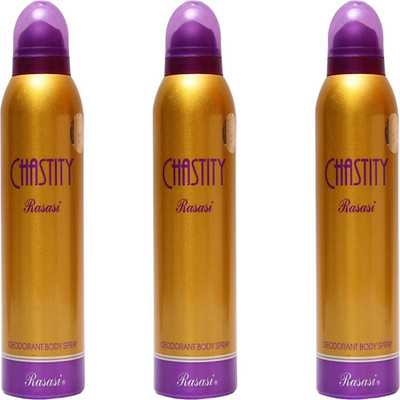 

Rasasi CHASTITY Deodorant Spray - For Women(600 ml, Pack of 3)