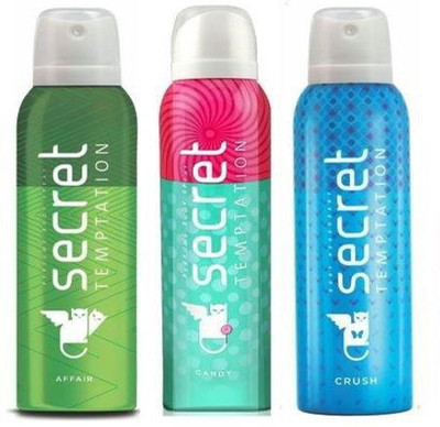 

Secret Temptation Affair, Candy and Crush Deodorant Spray - For Women(450 ml, Pack of 3)