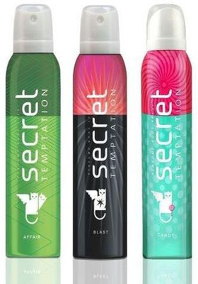 

Secret Temptation Affair, Blast and Candy Deodorant Spray - For Women(450 ml, Pack of 3)