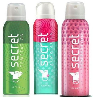 

Secret Temptation Blast, Candy and Flirt Deodorant Spray - For Women(450 ml, Pack of 3)