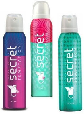 

Secret Temptation Play, Wink and Candy Deodorant Spray - For Women(450 ml, Pack of 3)