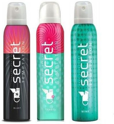

Secret Temptation Blast, Candy and Wink Deodorant Spray - For Women(450 ml, Pack of 3)