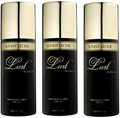 

Sunny Leone Three Lust Black Perfume Body Spray Combo for Men Perfume Body Spray - For Men(450 ml, Pack of 3)