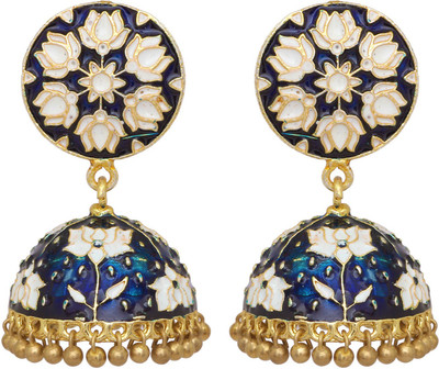 V L IMPEX Handmade Meena Work Jhumki Brass Jhumki Earring