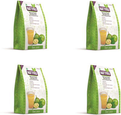 

Nattfru Bael Juice Powder - Lyophilised - Freeze Dried -No Preservatives (Pack of 4) Nutrition Drink(4x45 g, Bael Flavored)