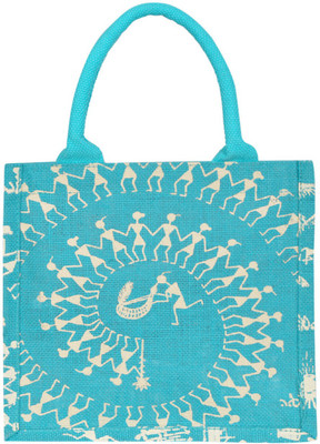 

Jute Cottage Hand-held Bag(Blue)