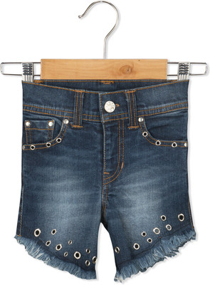 

Olele Short For Girls Casual Solid Denim(Blue, Pack of 1