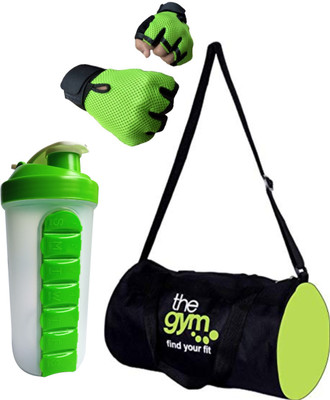 

S.Blaze Gym Accessories Kit Combo of 20L Green Gym Bag + Hand Support Green Gym Gloves + 700ml Green Tablet Shaker Bottle/Protein Shaker Bottle for Both Men's & Women's, Boy's & Girl's. Gym & Fitness Kit