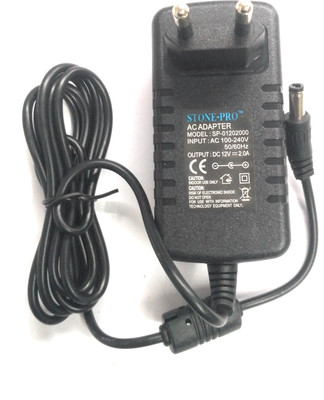 STONE-PRO 12V 2A Power Adaptor, Power Supply Ac Input 100-240V Dc Output 12Volt 2Amps Worldwide Adaptor (Black) 24 watt Adapter(Power Cord Included)