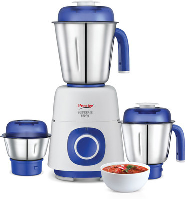 Prestige 41371 550 Mixer Grinder(White and Blue, 3 Jars)
