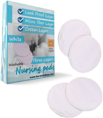 

HE Retail Supplies 2 pair, leak proof reusable baby milk feed bra pads, 3 layer, feeding Pad (Pack of 4) Nursing Breast Pad(Pack of 4)