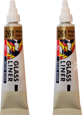 Camlin Glass liner, Gold Colour, Set of 2, 15 ml Each(Set of 2, Gold)