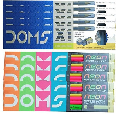 

DOMS Pencils Round Shaped Pencil combo pack 50 Neon + 50 X-1 (Multicolor) pack of 100 pencil Pencil(NA)