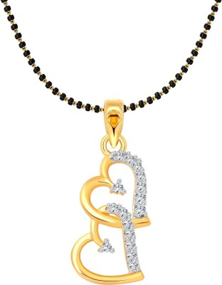 VIGHNAHARTA Hanging Double Heart - VFJ1159MSPG Gold-plated Cubic Zirconia Alloy, Brass Pendant