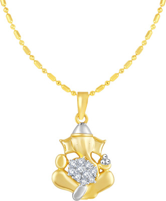 Sukai Jewels Ekdantay Ganesh Gold-plated Cubic Zirconia Alloy, Brass Pendant