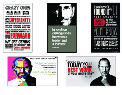 

Set of Posters ,Original Quotes Decorative Steve Jobs Posters (Pack of 5) Paper Print(18 inch X 12 inch, Rolled)