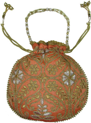 

Deepsum Ethnic Traditional Raw Silk Potli Clutch Potli Bags (Peach) Potli(Beige)