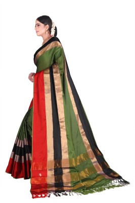 Fancy Fab Self Design Maheshwari Silk Blend, Cotton Linen Saree(Multicolor)