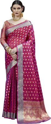 Ratnavati Embellished Kanjivaram Silk Blend Saree(Pink)