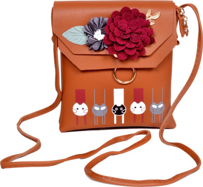 

Blossom Girls Casual Brown PU Sling Bag