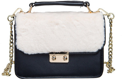 

peaubella Women Formal, Evening/Party White, Black Synthetic Leather Hand-held Bag, Black;white