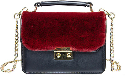 

peaubella Women Formal, Evening/Party Black, Maroon Synthetic Leather Hand-held Bag