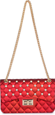 Style Villaz Women Evening/Party Red Leatherette Sling Bag