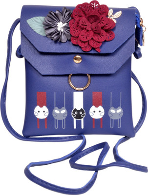 

Blossom Girls Casual Blue PU Sling Bag