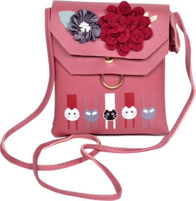 Blossom Girls Casual Pink PU Sling Bag
